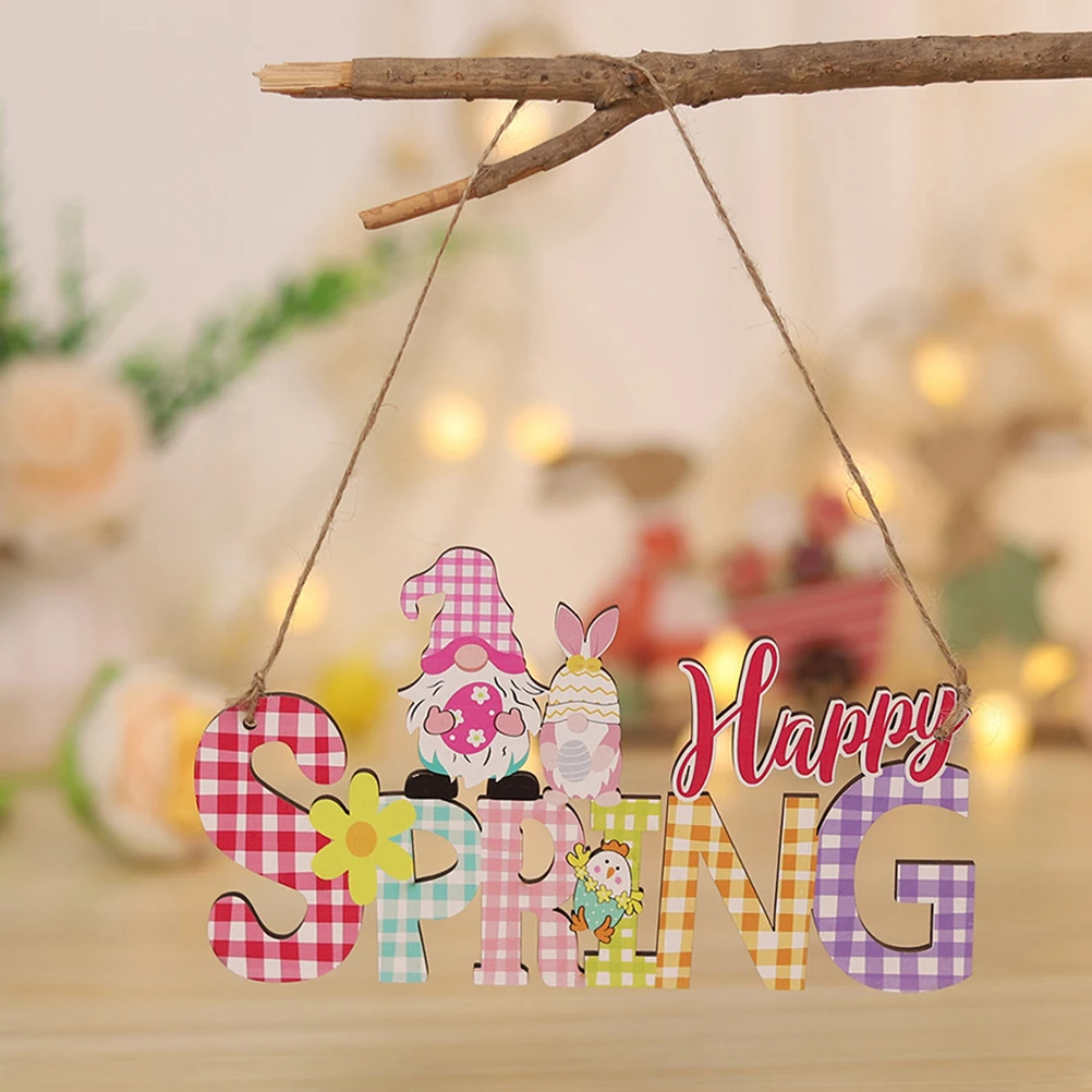 

2Pcs Wood Sign Plaque Easter Door Hanger Decorative Hanging Pendant for Mantel Window Fireplace Easter Decor Door Sign