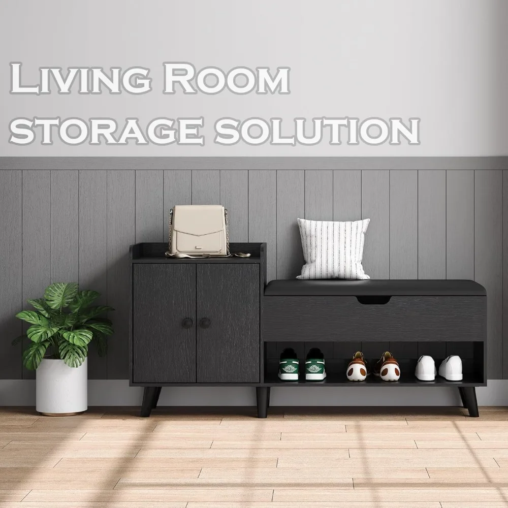 مقعد تخزين الأحذية مع خزانة ورف للمدخل، منظم غرفة المعيشة في غرفة النوم #5
