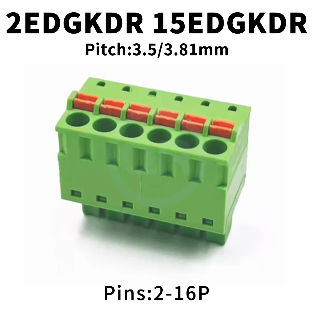 (10 Pcs) KF 2EDGKD - 3.5mm 3.81mm Plug Spring Loaded Quick Pair Terminal Block 2EDGKDR Plug Aerial Docking JM 15EDGKD 3.5 3.81