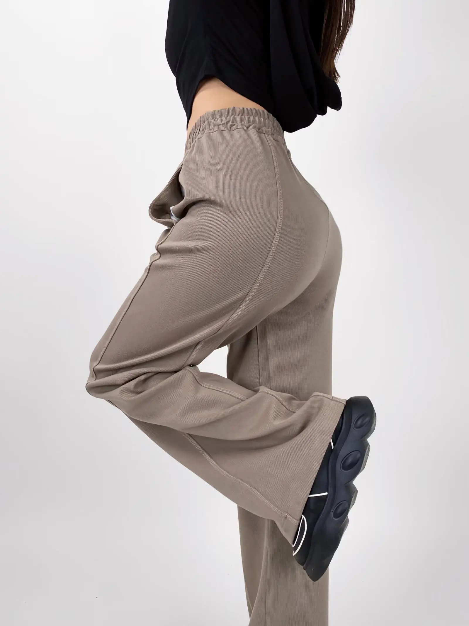 RY23379  ribbed straight-leg pants