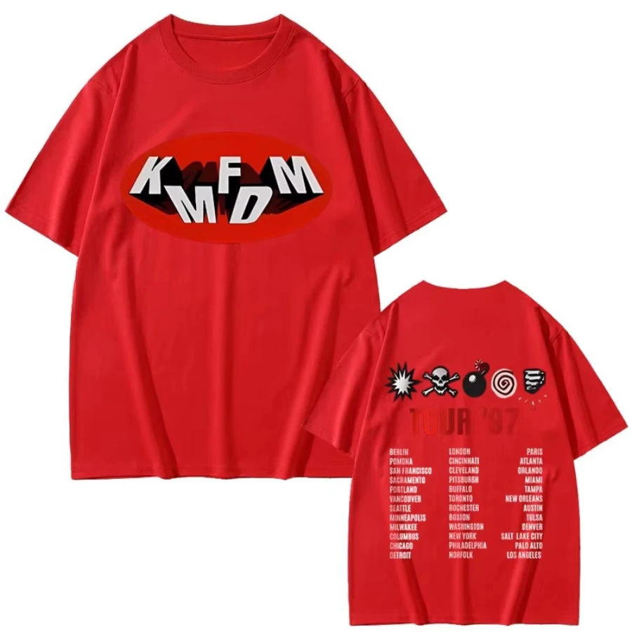 Rock Band Kmfdm Tour 97 Grafikdruck T-Shirt Sommer Herren Damen Vintage Gothic Punk Streetwear Männlich Lässig Reine Baumwolle T-Shirts – Detail 5