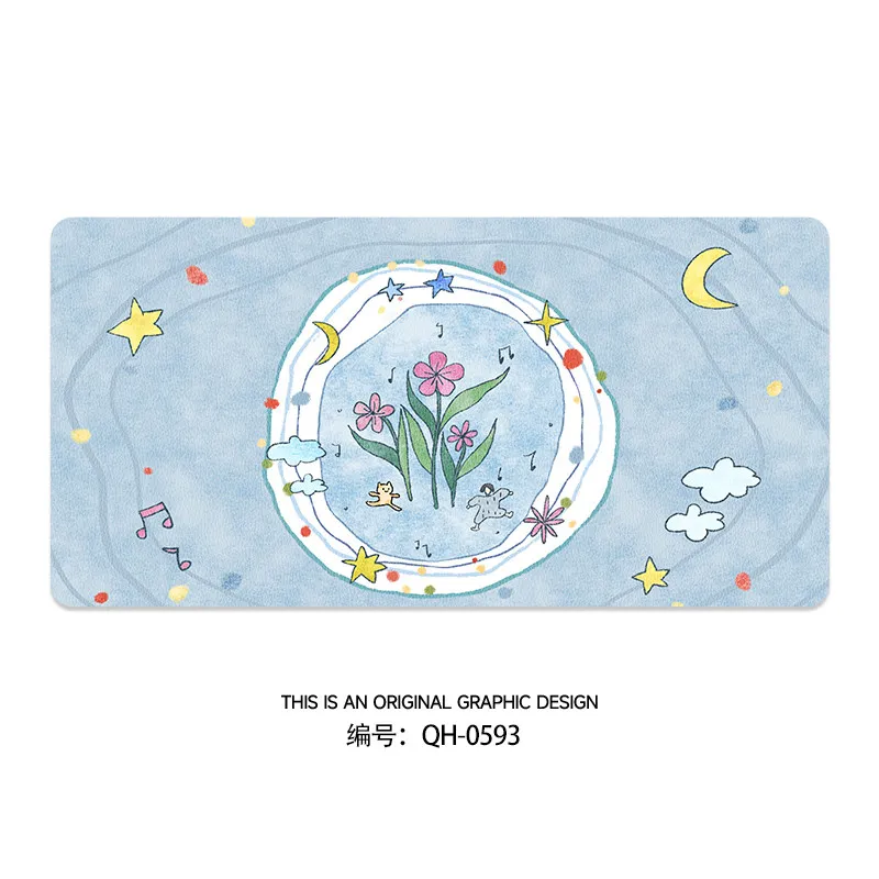 Creative Graffiti Flower Patterns Leather Table Mat Girl Geart Simple Mouse Pad PU Gaming Computer Pad Anti Slip Y2K Pad