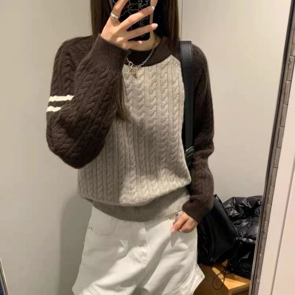 Trendy Korean Style Personalized Raglan Sweater for Women Autumn and Winter 2024 New Y2K Inner Knitted Bottoming Shirt Top