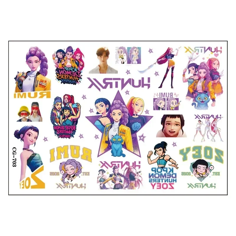 2026 Cartoon Rumi Kang Temporary Tattoo Sticker Rumi Tattoo Sticker Demonizing For Party Gifts