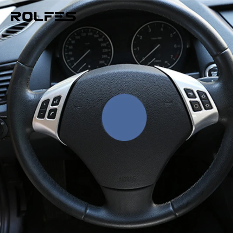 ROLFES 2 Pcs Car Steering Wheel Switch Button Frame For BMW X1 E84 2010-2013 For BMW E90 E92 3 Series 2005-2012