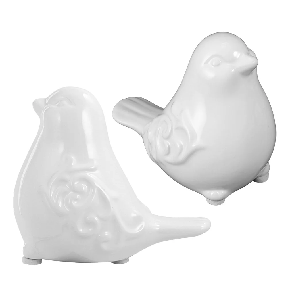 

2Pcs Garden Bird Sculptures Ceramic Outdoor Statues Realistic Farmhouse Decor for Yard Courtyard Balcony Table Centerpiece