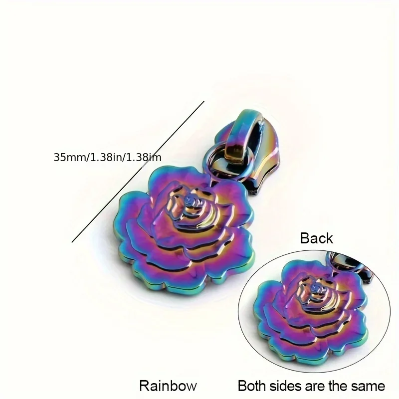 5pcs Metal Lotus Sunflower Magnolia Rose Backpack Stationery Pendant Zipper Puller Wallet Clothes Luggage Zipper Repair Kit