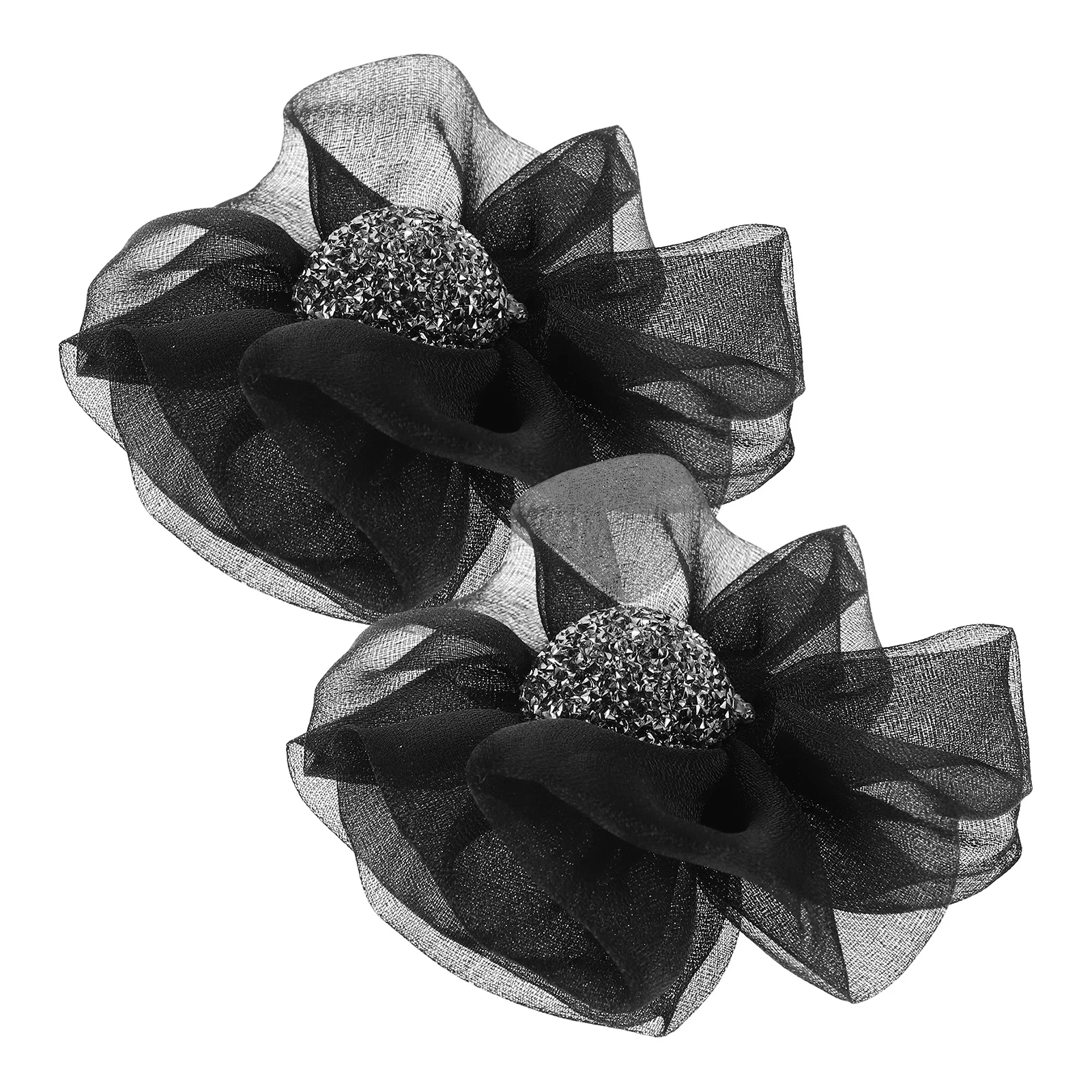 

2pcs Detachable Chiffon Flower Shoe Clips Rhinestone High Heel Charms For Wedding Bridal Shoe Decorations Accessories Storage