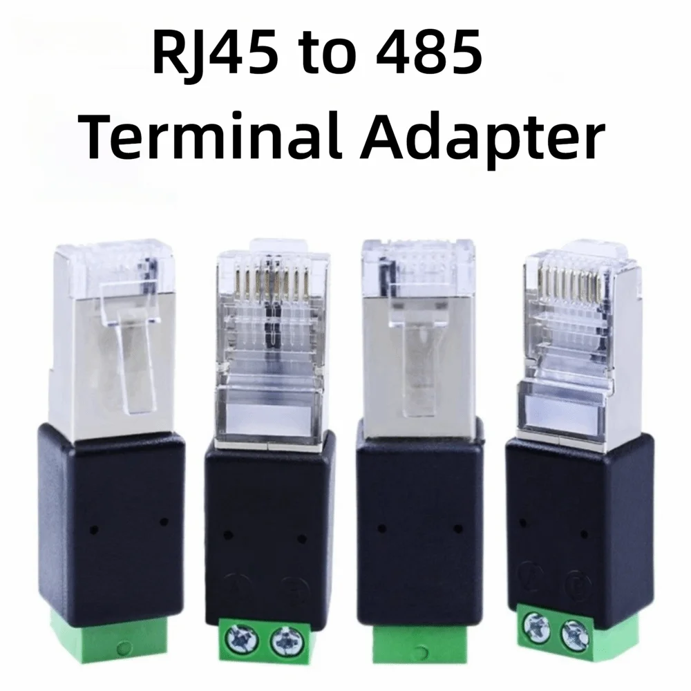 2PIN Terminal RJ45 to RS485 Converter RJ45 Male Connector Network Adapter RJ45 Terminal Adapter Crystal Head to Terminal Adapter