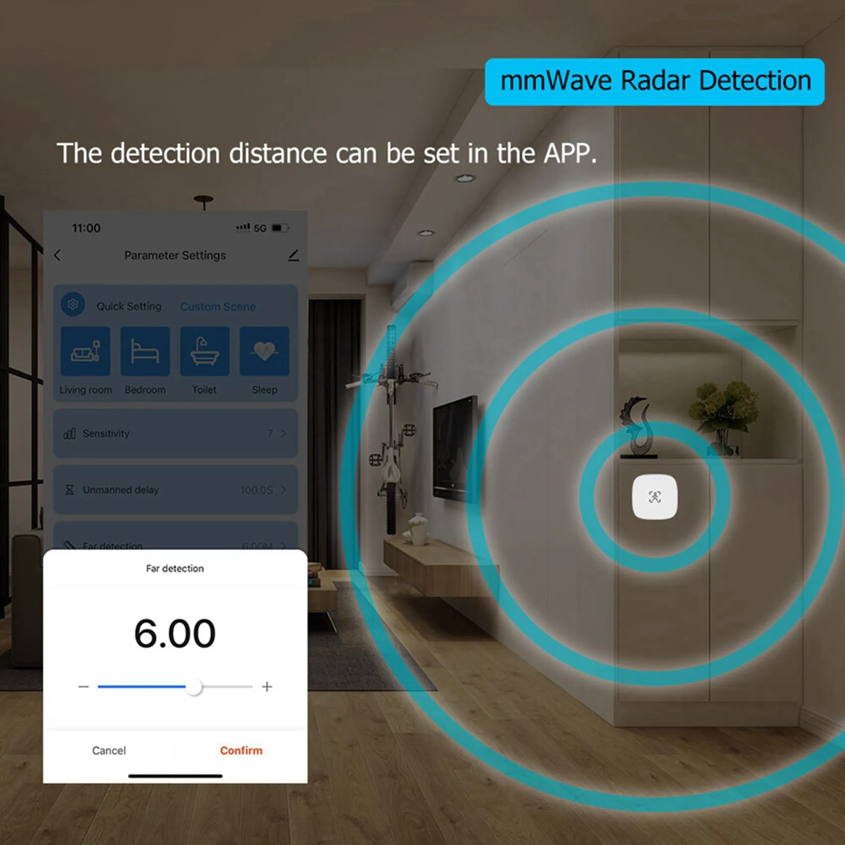 BMBY-3X Tuya Wifi Mmwave Human Presence Sensor With Luminance Microwave Radar Detection PIR Motion Sensor Wall Mount
