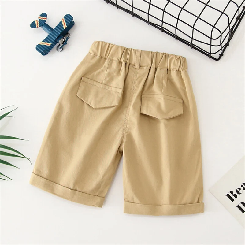 Spring and Autumn Boys 2024 Fashionable Casual Breathable Multi color/One Button Shorts for 2-9 Years Old