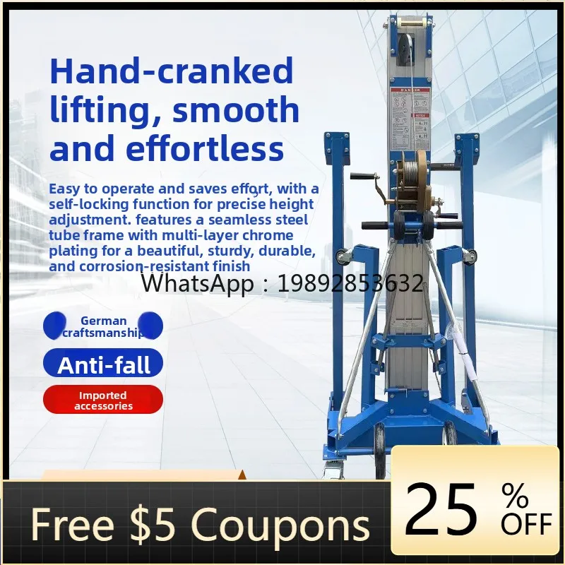LYY Hand-Crank Aluminum Alloy Lift Manual Loader Exhibition Hoisting Platform Mobile Lightweight Lifter