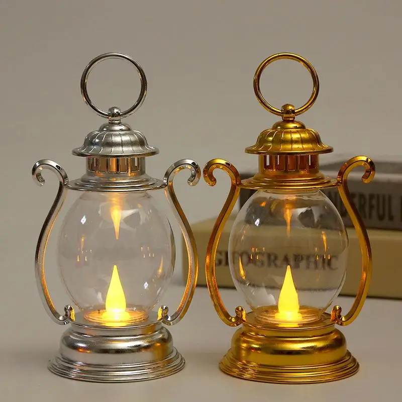 LED Vintage Lantern small oil lamp portable horse light Battery Powered Camping Hanging Lanterns atmosphere decoration wind lamp