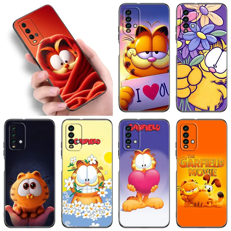 Funny G-Garfield Black Silicone Phone Case For Xiaomi Redmi 10 Prime A1 A2 Plus 9 9A 9C 9T 10A 10C 12 12C 13C