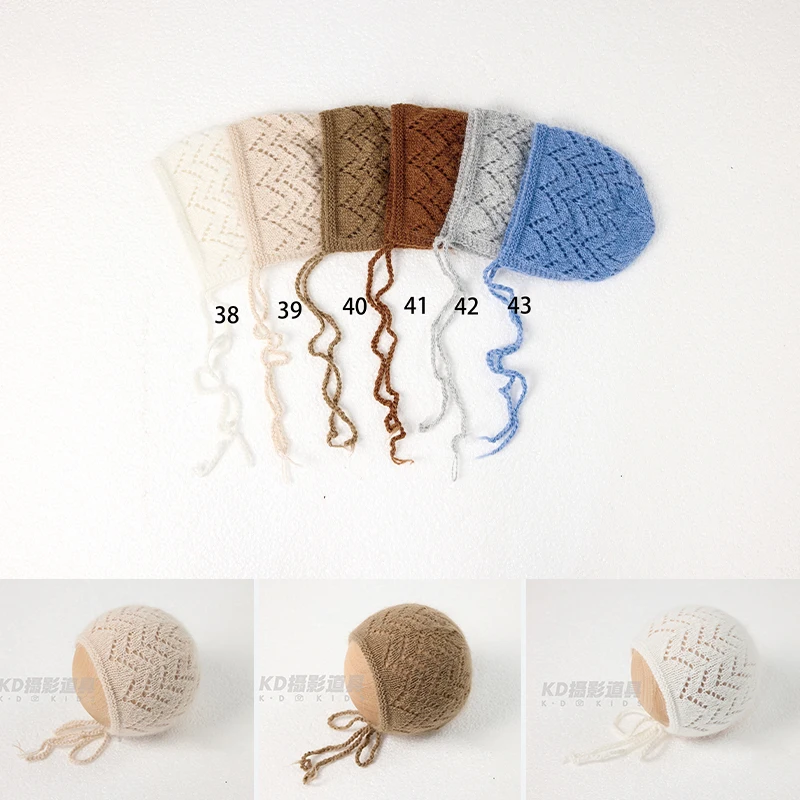 0-1 Month Baby Elastic Soft Pom-pom Hat Newborn Photography Props Unisex Girl Boy Knit Bear Bunny Hat  Infants Photoshoot Cap