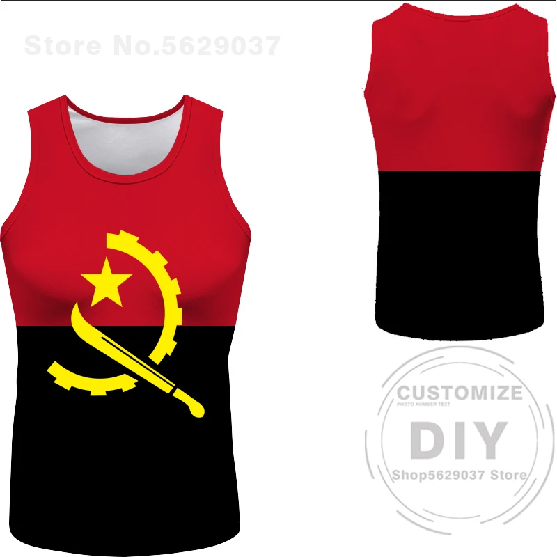 Angola Vest Free Custom Made Name White Black Flag Gray Ao Ago Diy Sleeveless T-shirt Print Portuguese Text Word Angolan Clothes