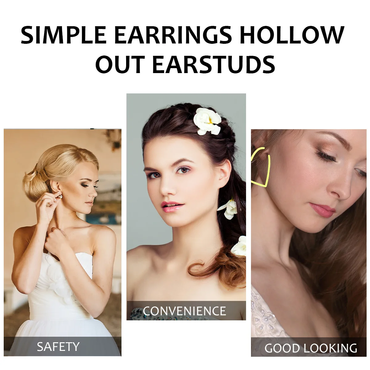 1 زوج مبالغ فيه شكل قلب أقراط هندسية أنيقة Earbobs الجوف خارج مجوهرات شخصية ارتداء اليومي فريد الأذن يتدلى #5