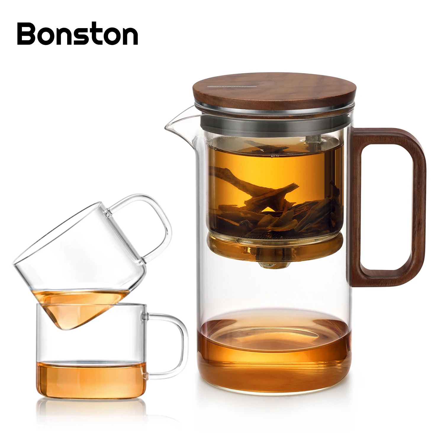 Bonston-Integrated teapot, heat-resistant glass teapot with magnetic switch, 500ml-16.91oz