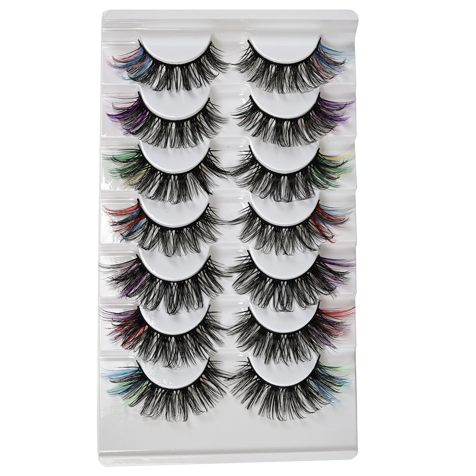 Faux-cils colorés 3D en faux vison, cils moelleux, optique naturelle russe, 7 paires