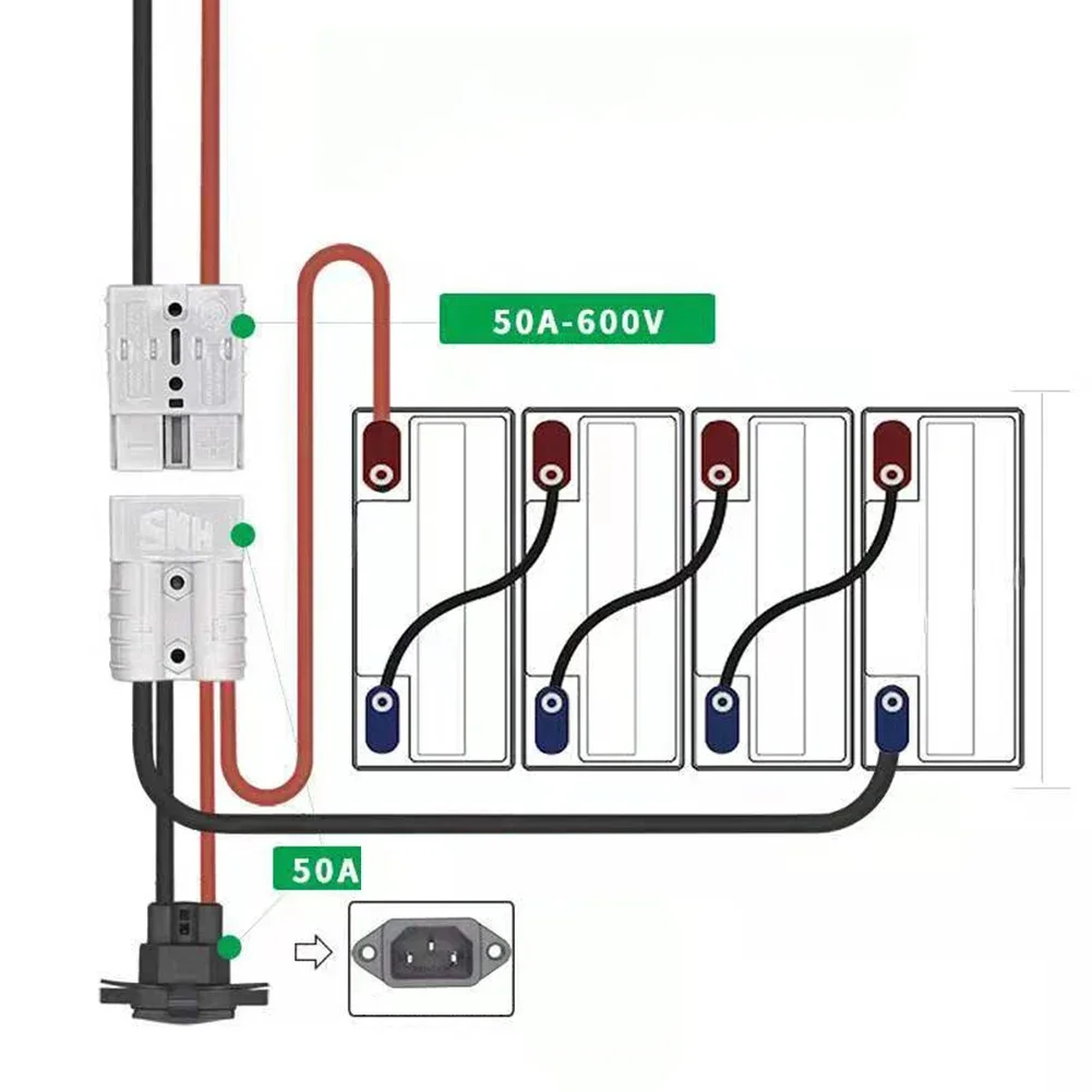 

High Performance 50A to M8 Terminal Connector Cable 10AWG Extension Cord for Electric Vehicles and Material Handling