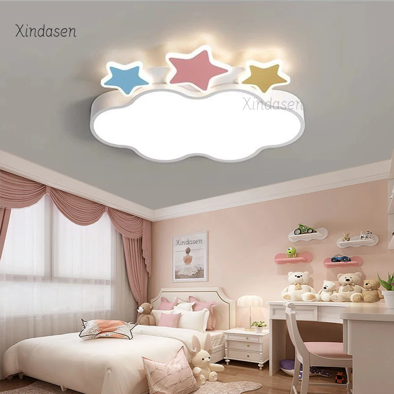 Kids Ceiling Lamp Stars Cloud Chandelier For Children Room Girls Bedroom Nursery Baby Lustre Led Ceiling Light люстра потолочная