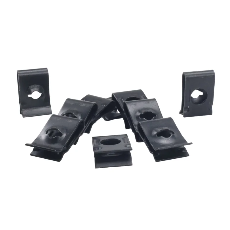 100PCS U-Type Nut Clips Black Spring Steel Self-Tapping Screw Retainer Fastener for Car Motorcycle Plastic Panel