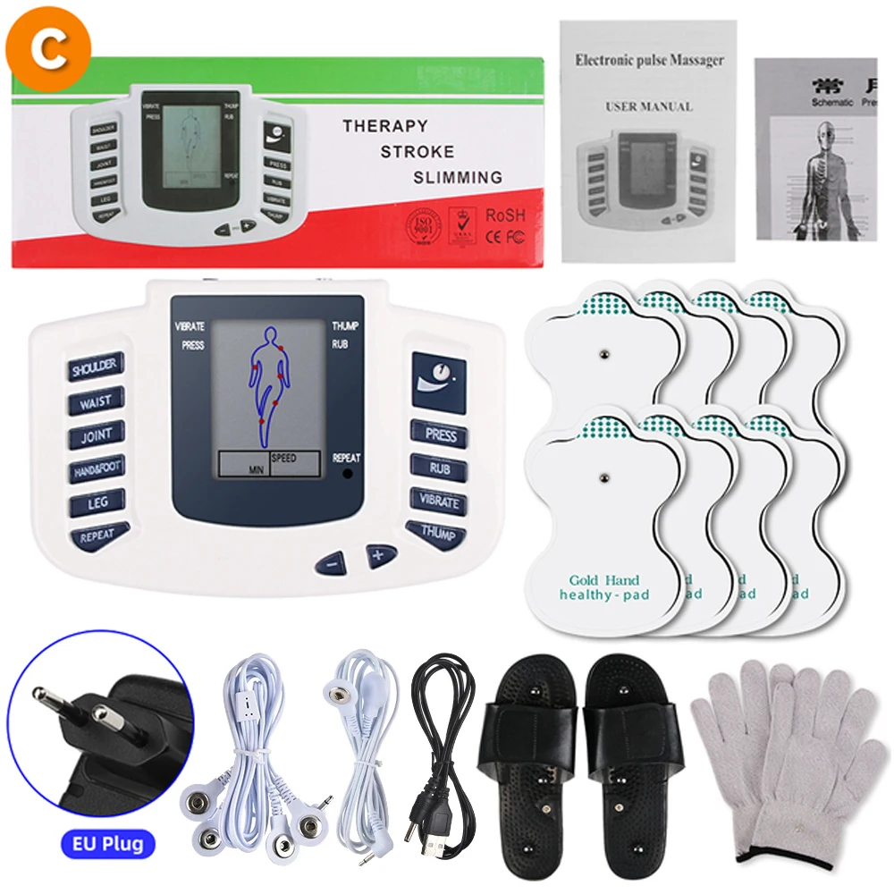 8 Modes Digital Therapy Electric EMS Muscle Health Relax Machine Physiotherapy Slimming Electronic Pulse Body Massager Full Set