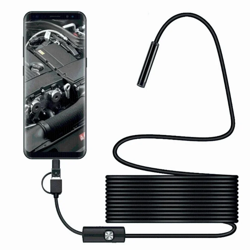 Industrial Endoscope Inspection Camera,Borescope Sewer Camera IP67 Waterproof Snake Camera with 6 LED Light