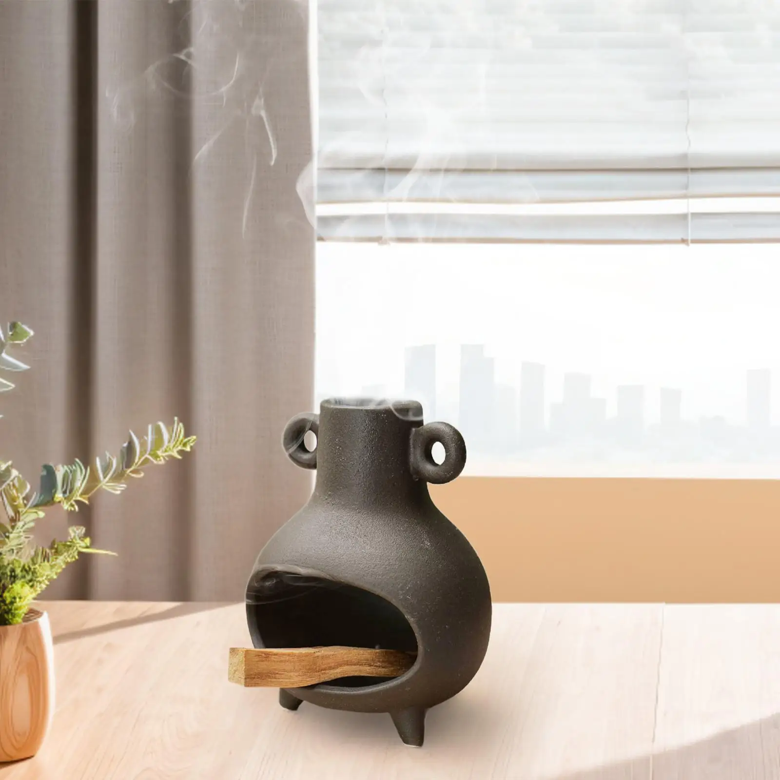 Cute Footed Ceramic Incense Burner Holder for Palo Santo Sticks Cones Sage Smudge Bowl for Meditation Yoga Room Home Fragrance