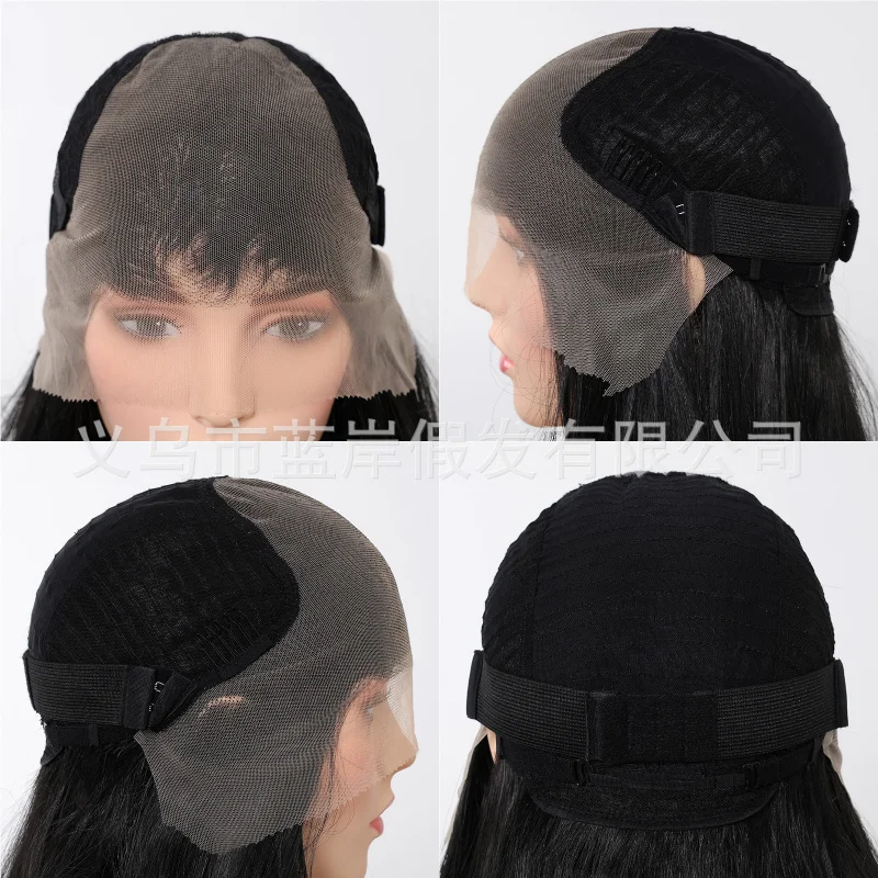 Fashionable black 30-inch long curly hair 13*6 large area lace wig for women, realistic, natural, comfortable, with flexible par