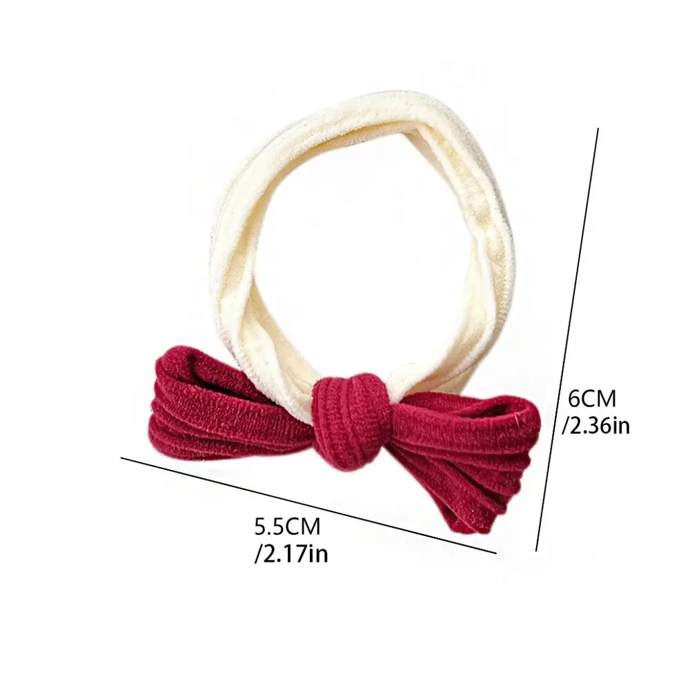 Bowknot ano novo elástico faixa de cabelo de pelúcia ano novo hairpin arco vermelho corda de cabelo crianças presentes decoração de ano novo