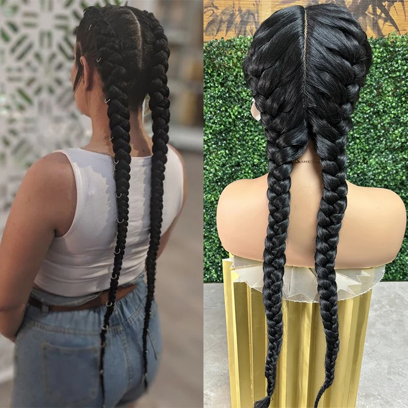 

Синтетические парики с оплеткой из двух нитей, парики на сетке спереди без узлов, плетеные африканские женские Искусственные