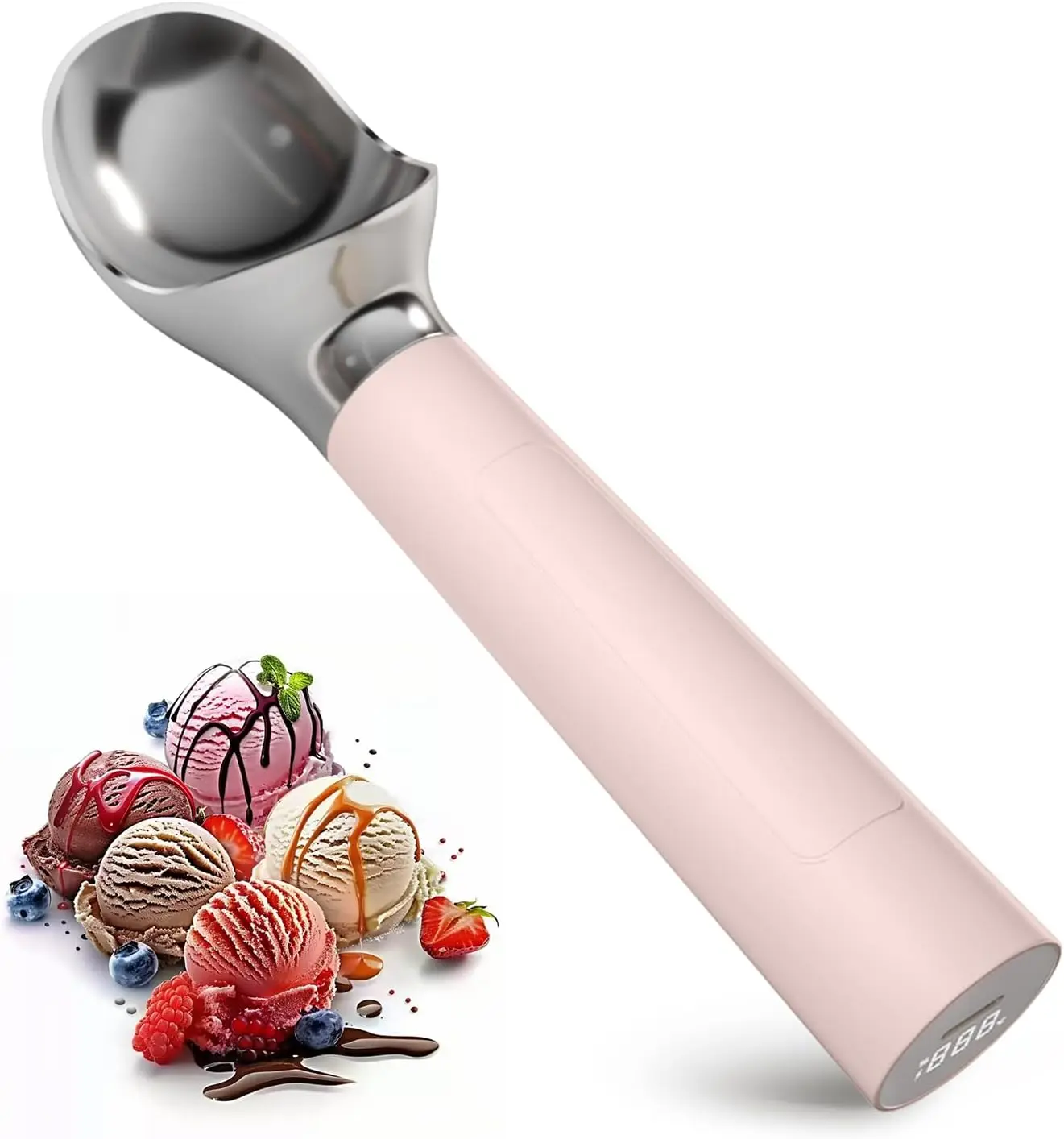 

Heated Ice Cream Scoop, Rechargeable Electric Scooper for Hard Ice Cream, Self Warming Spoon up to 158°F, Rust-Proof, Easy to Clean
