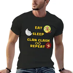 Eat Sleep Clash Clan ripeti t-shirt vestiti estivi camicie graphic tee customs abbigliamento da uomo