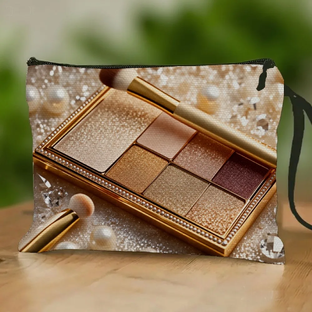 A Stylish and Practical Toiletry Pouch Featuring A Golden Makeup Tool Design Perfect for Both Travel and Everyday Use for Women
