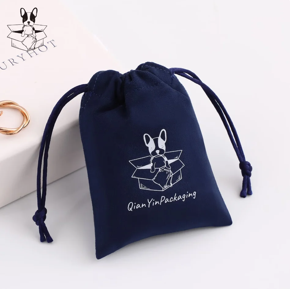 personalized color logo drawstring bag custom bagging bag jewelry pouch necklace bag suede bag skin care product pouch