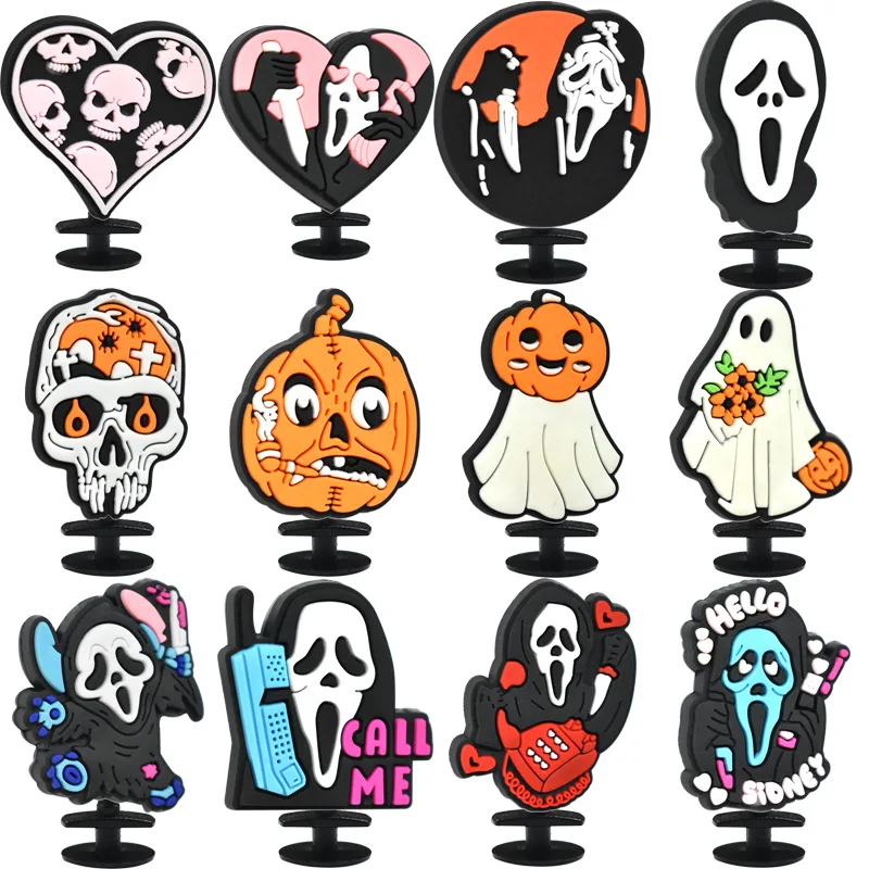 3D pumpkin ghost PVC shoe Charms Slippers Buckle combination Fit Wristbands accessories Decoration Bands gift unisex party