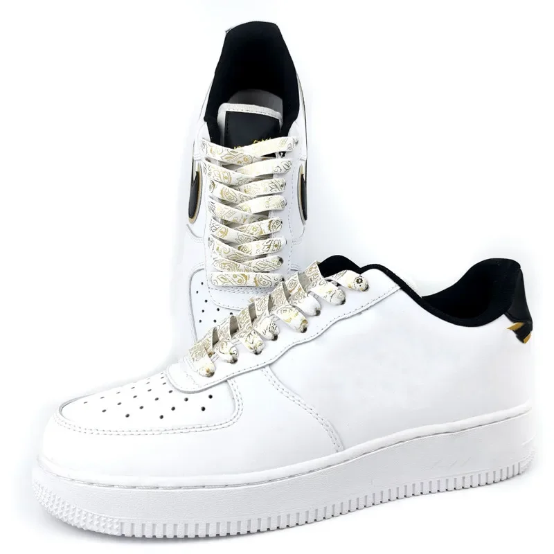 NEU 1 Paar vergoldete flache Schnürsenkel für Sneaker, handbemalt, für Sport, Freizeit, Basketball, Tennis, Schnürsenkellänge 120/140 cm – Detail 10