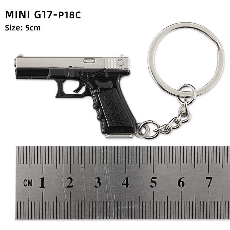 Tot Gun Keychain Alloy Weapon G17 P18C Mini Full Metal Model Game Periphery Light Key Chain Pistol Toy Birthday Gifts for kids