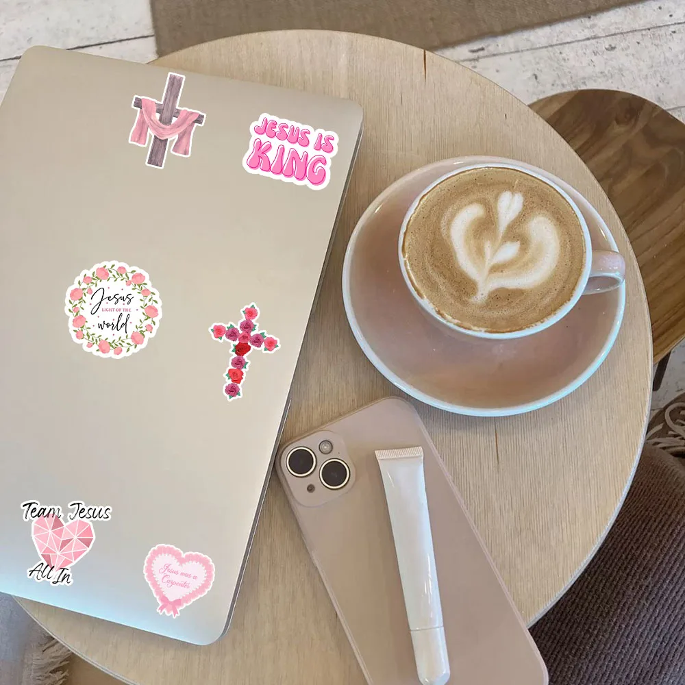 50 roze bijbelzinestickers Engelse inspirerende tekst gepersonaliseerde graffiti bagage waterdichte stickers decoratie