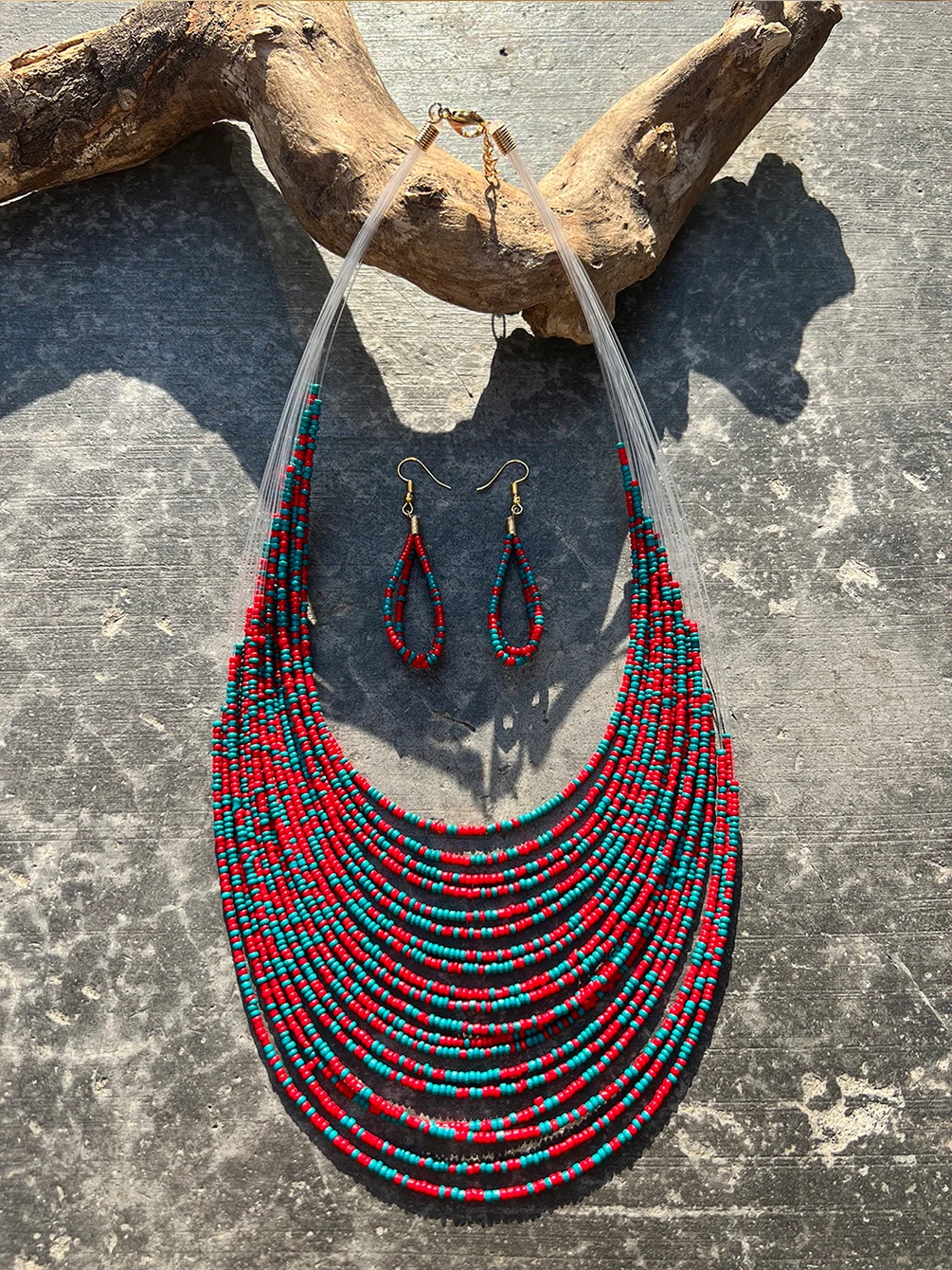Bohemian Ethnic Style Multi-layered Necklace Earring Set