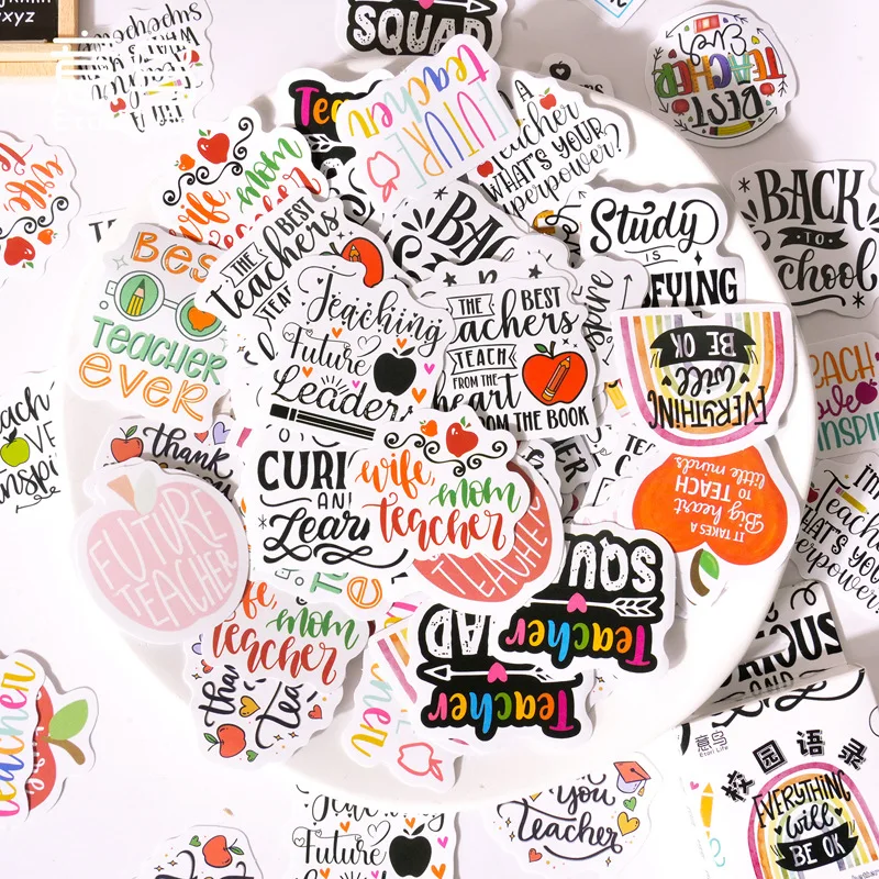 Boxed Campus Quotes Stickers Self-Adhesive DIY Scrapbook Decorative Sealing Stickers for Diary Album Journal