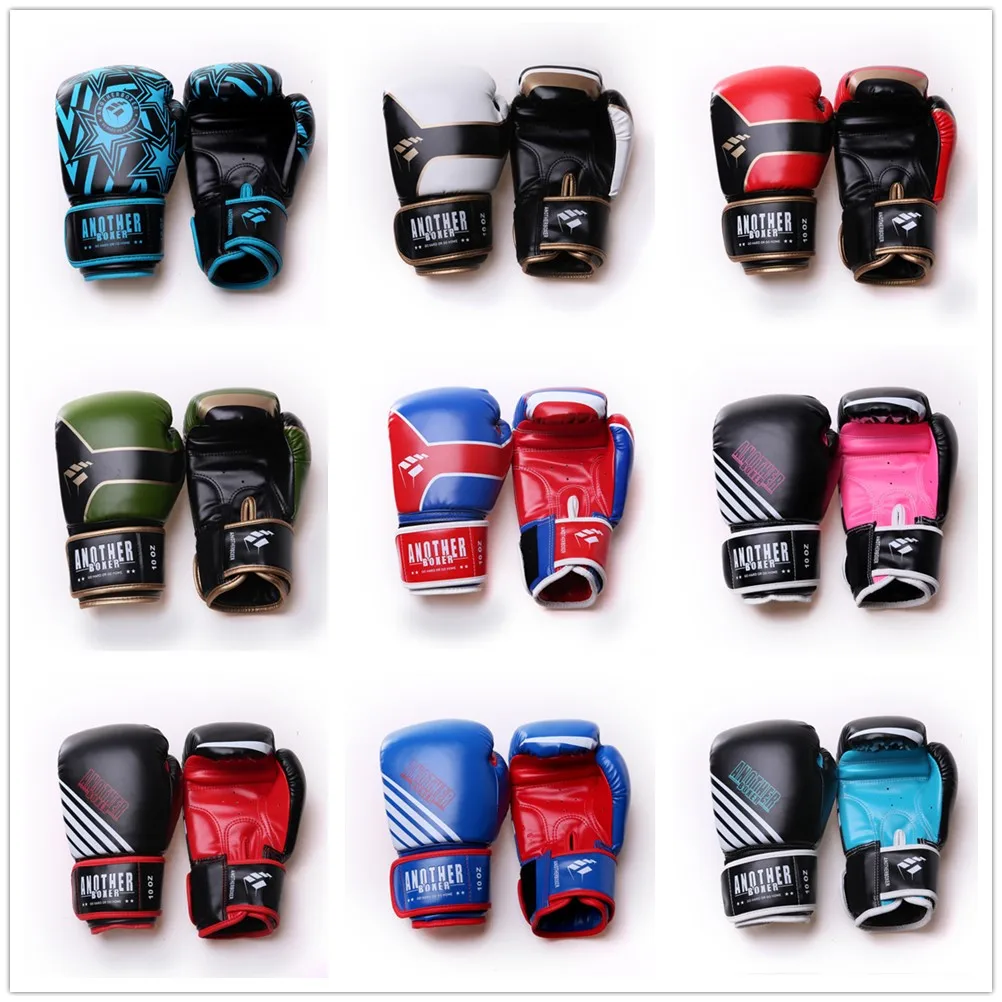 4-14oz PU Leather Muay Thai Boxing Gloves Polyurethane Foam Gloves Kids Adults Men Women MMA Fighting Sanda Pugilism Gloves