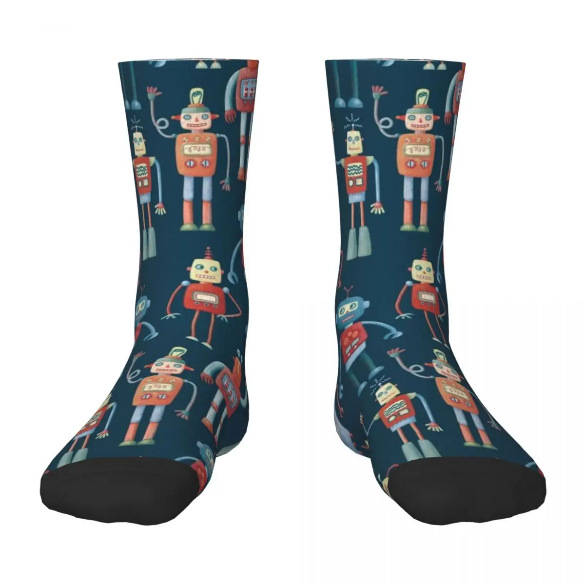 Vintage Retro Robots Socks hiking Novelties fashionable Man Socks Women's