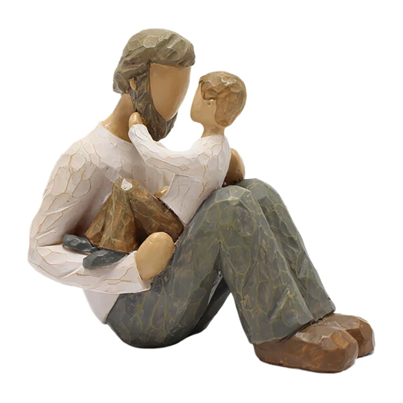 Father And Son Statues Family Figurine Resin Ornament Sculpture Craft For Home Bedroom Living Room Tabletop Decor