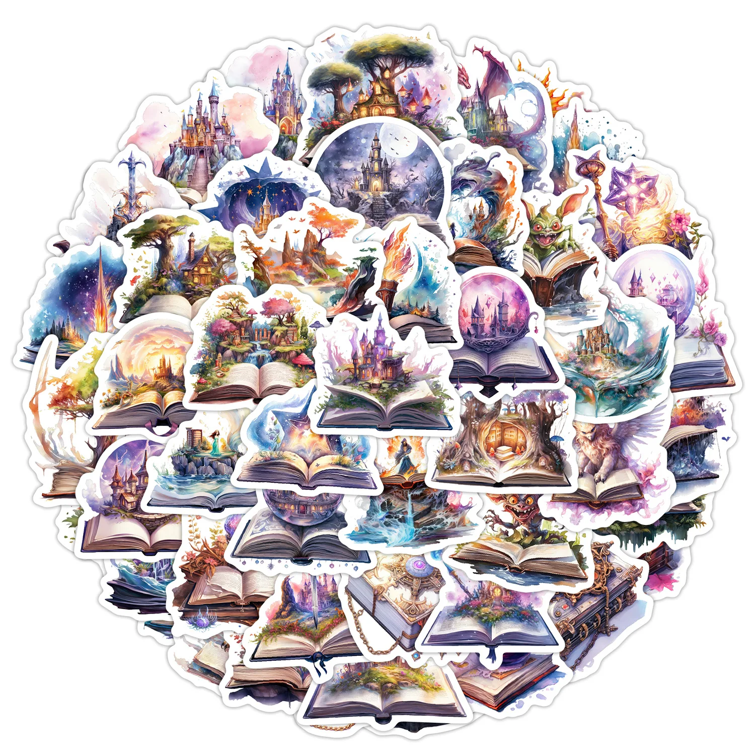 

10/50PCS Magic Book Cartoon Stickers Fantasy Graffiti Decoration Fridge Luggage Laptop Guitar Car Bike Skateboard Decals Toys