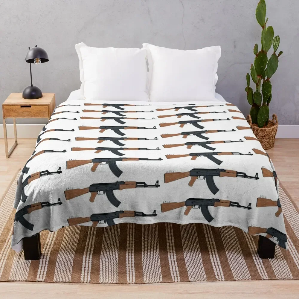 

AK-47, Kalashnikov rifle Throw Blanket Stuffeds Plaid on the sofa bed plaid Blankets