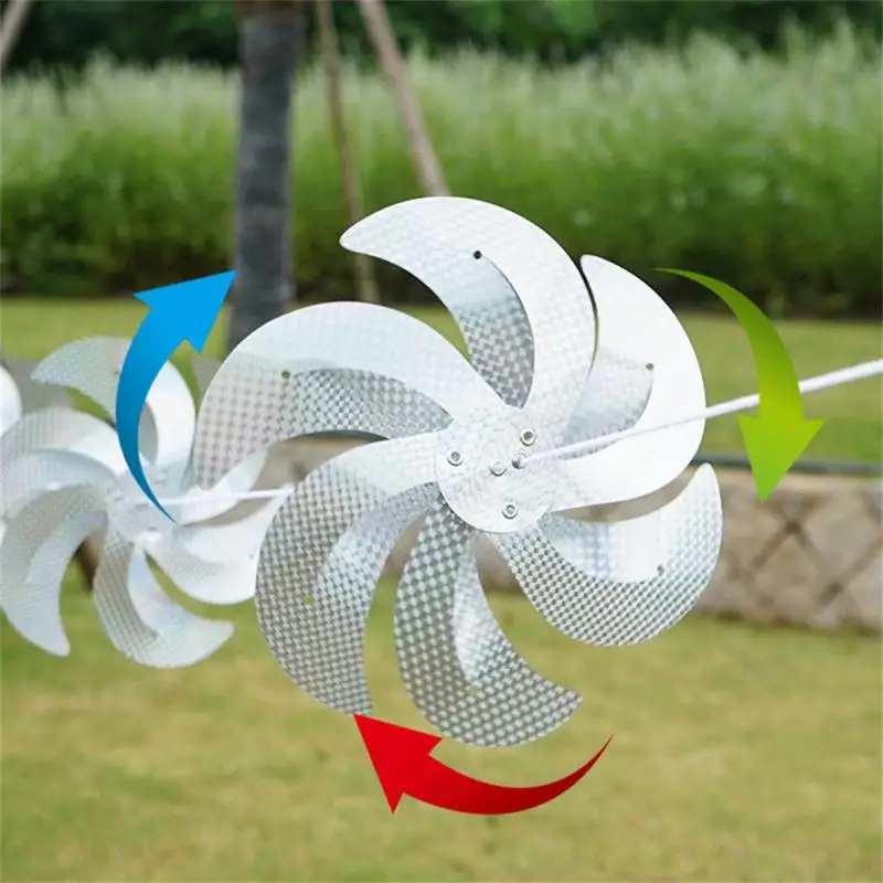 Reflective Bird Repeller Windmill Pinwheel Outdoor Deterrent For Garden Yard Farm Bird Scare Device 10m string with 8 windmills