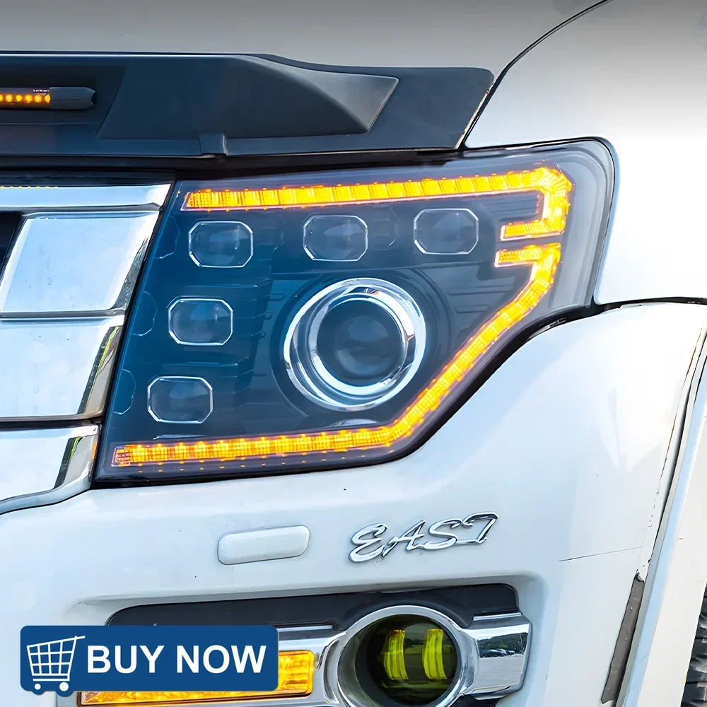 

Для Mitsubishi Pajero V97 2009-2021 светодиодные автомобильные фары в сборе, обновленный динамический 6-объектив проектора, автомобильные передние фонари, аксессуары