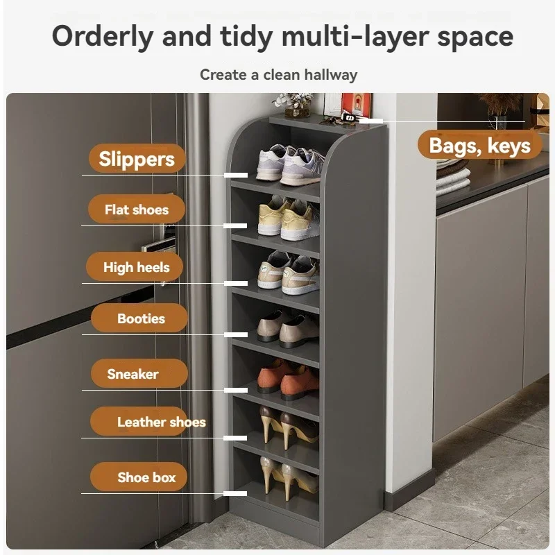 

Shoe cabinet, simple household use, multi-level storage shelf at the entrance, wall mounted, multi-purpose, small shoe rack
